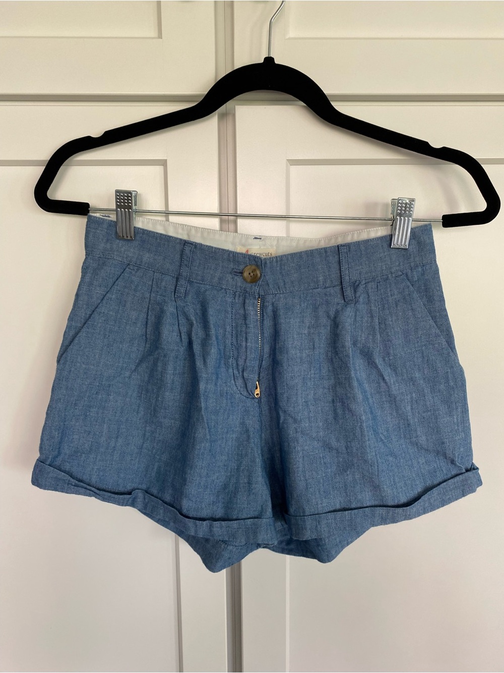 Crewcuts Light Blue Chambray Roll-Hem Shorts